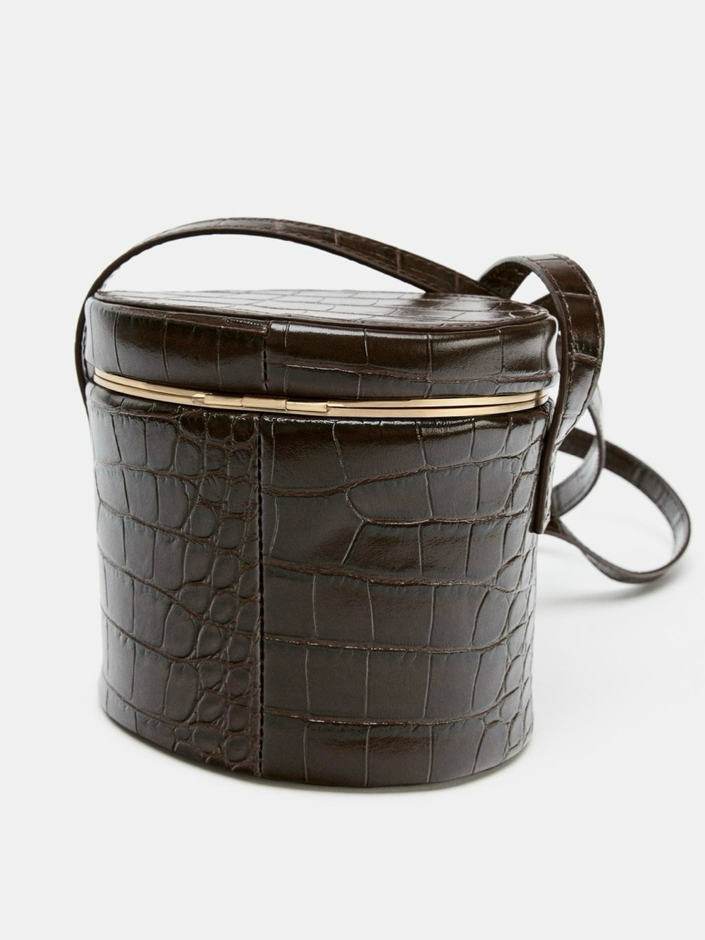 Zara Brown Embossed Effect Rigid Bag. Brand new!